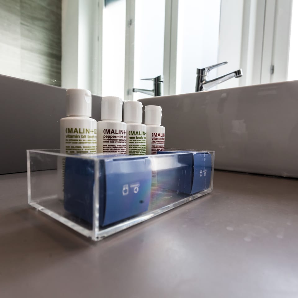 Shower, free toiletries, hair dryer, bidet