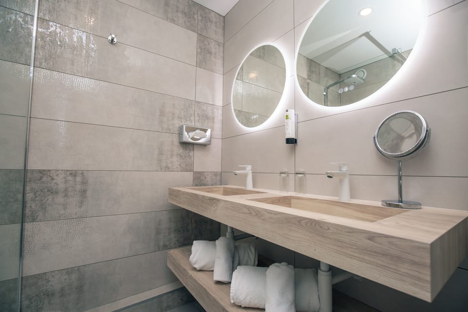 Deluxe Double Room | Bathroom | Hair dryer, towels, soap, shampoo