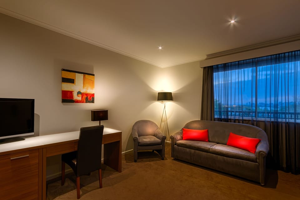 In-room safe, desk, laptop workspace, iron/ironing board