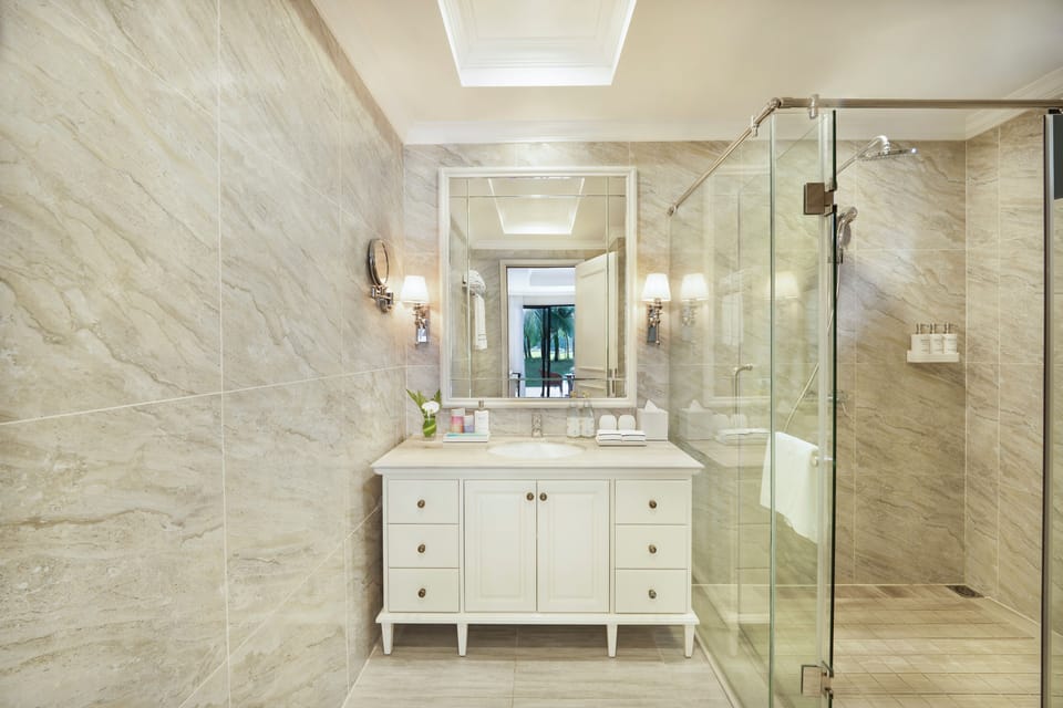 4-Bedroom Villa Garden View with Private Pool | Bathroom | Separate tub and shower, designer toiletries, hair dryer, slippers