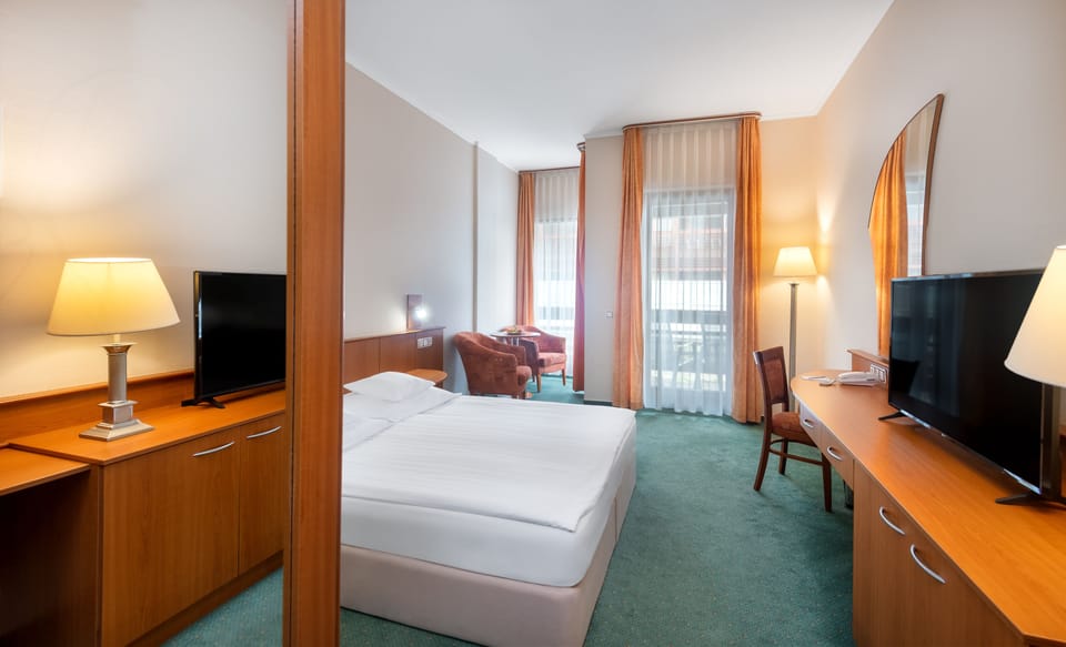 Standard Double Room, Balcony | Minibar, in-room safe, desk, blackout drapes