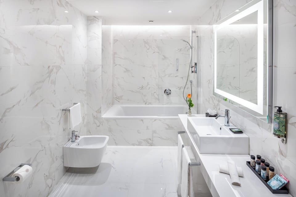 Junior Suite | Bathroom | Shower, free toiletries, hair dryer, towels