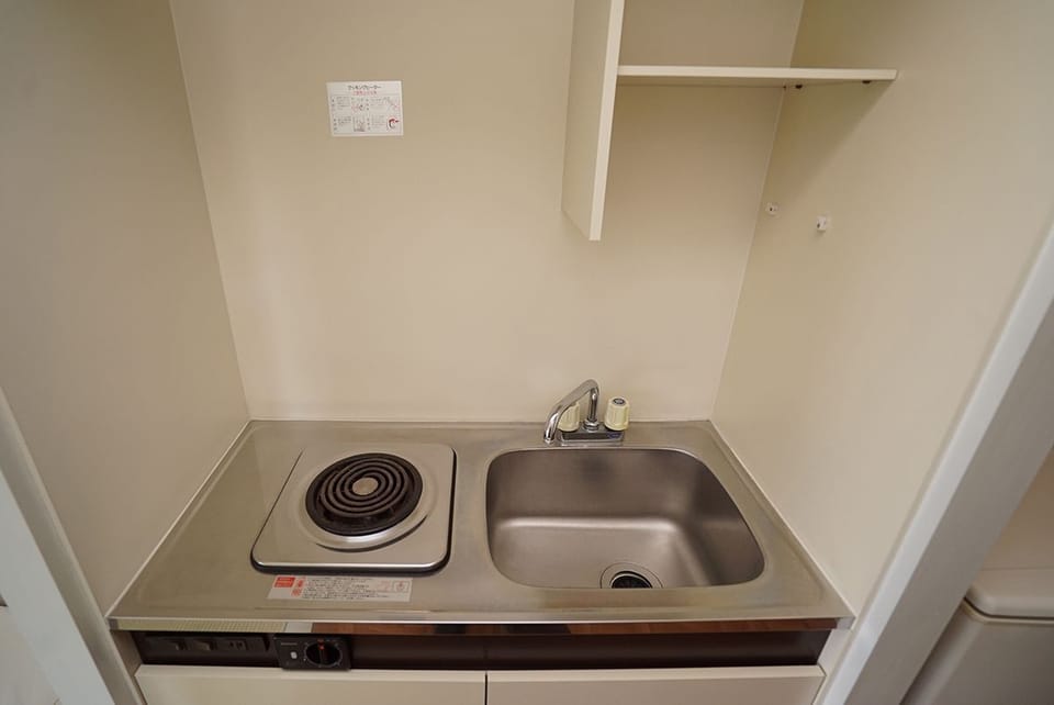 Fridge, microwave, stovetop, rice cooker