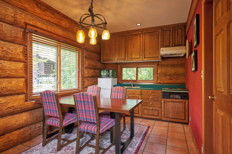 Fridge, microwave, stovetop, electric kettle