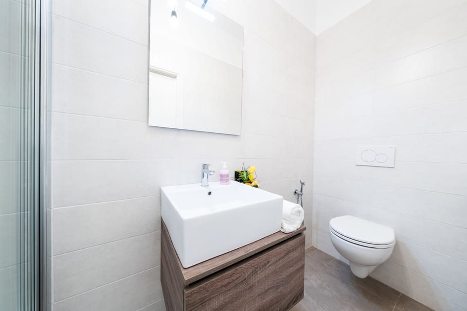 Shower, free toiletries, hair dryer, bidet