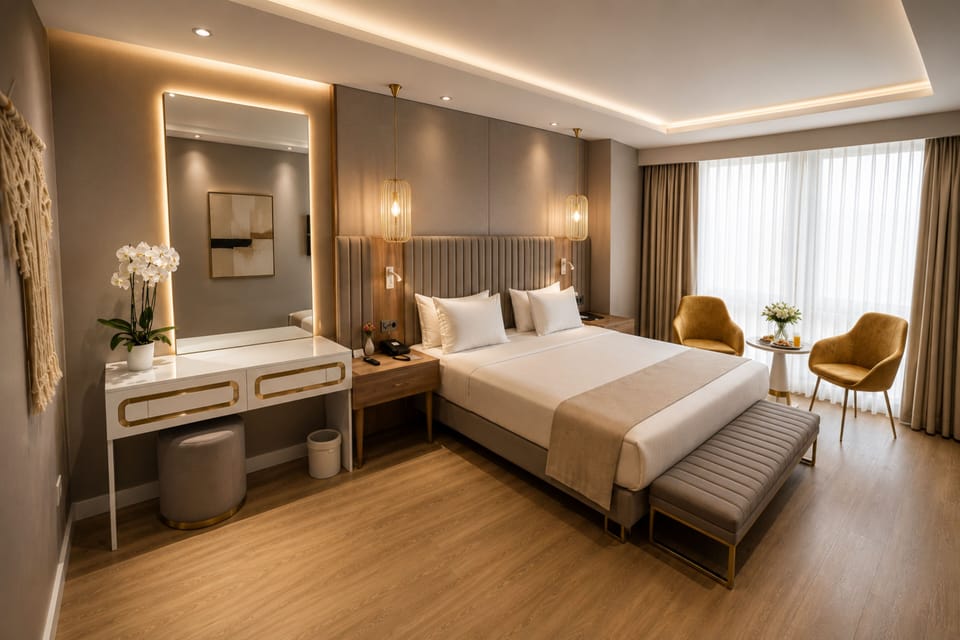 King Room | Premium bedding, in-room safe, blackout drapes, soundproofing