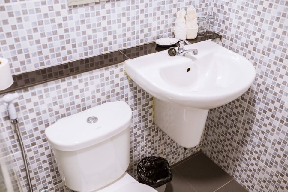 Shower, free toiletries, towels