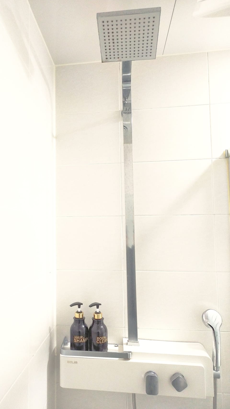 Shower, slippers, towels
