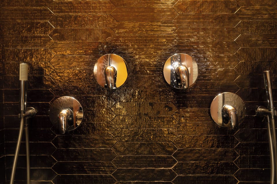 Design Room, City View (King) | Bathroom | Shower, rainfall showerhead, designer toiletries, hair dryer