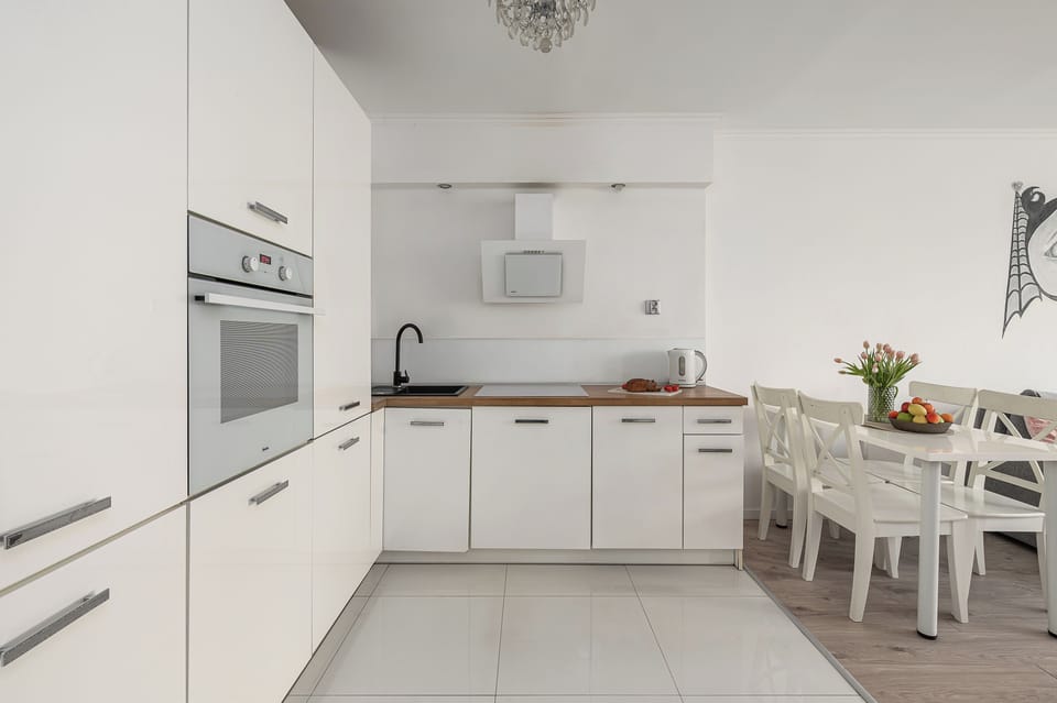 Fridge, stovetop, dishwasher, electric kettle