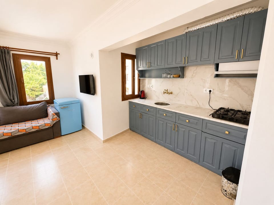 Family Apartment, 1 Bedroom | Private kitchen | Fridge, microwave