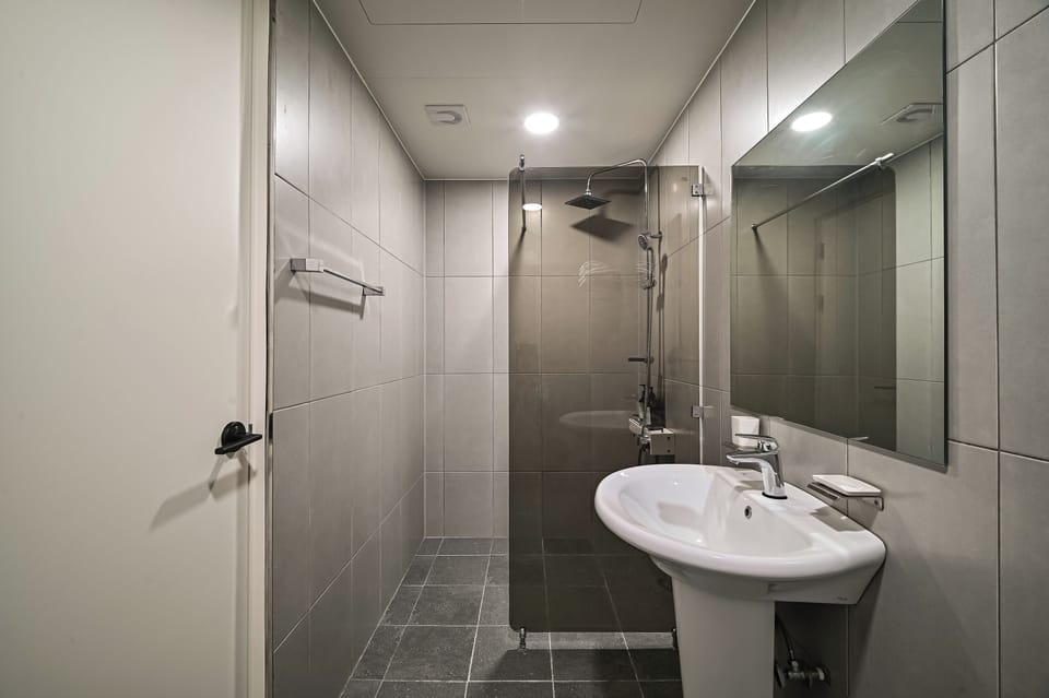 Hair dryer, bathrobes, slippers, towels