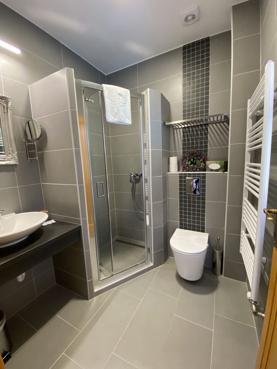 Free toiletries, hair dryer, towels