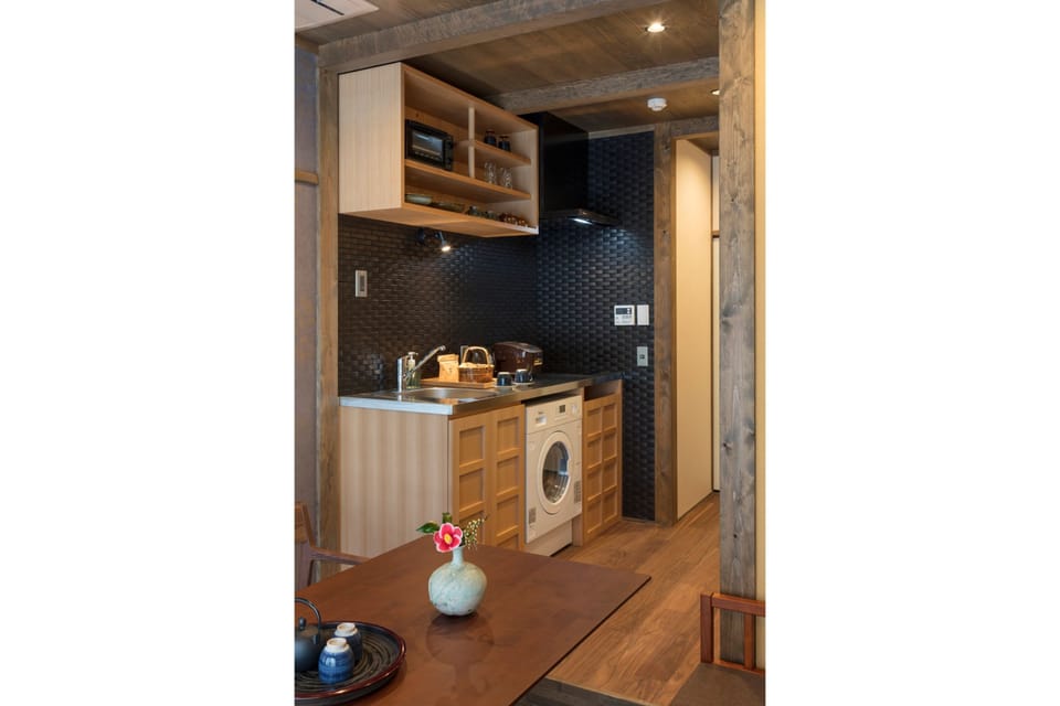 Private Machiya Townhouse (3 Single Beds and 1 Japanse Futon) | Private kitchen | Fridge, microwave, stovetop, coffee/tea maker