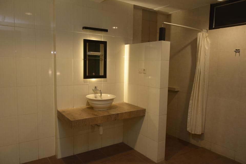 Shower, free toiletries, hair dryer, slippers