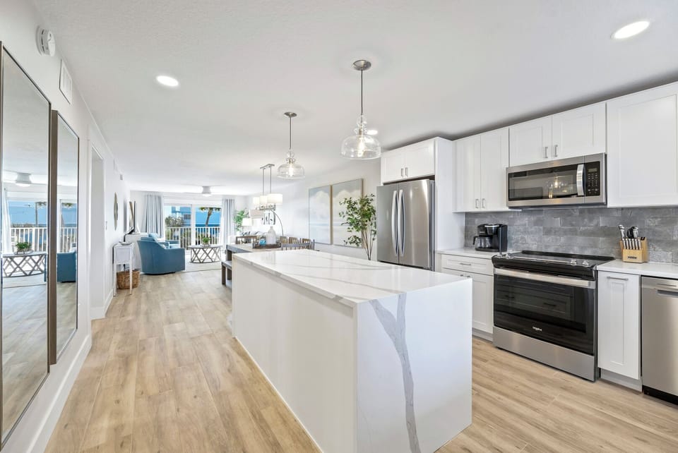 Deluxe Oceanfront Condo with Pool Views - Unit #35 | Private kitchen | Fridge, microwave, oven, coffee/tea maker