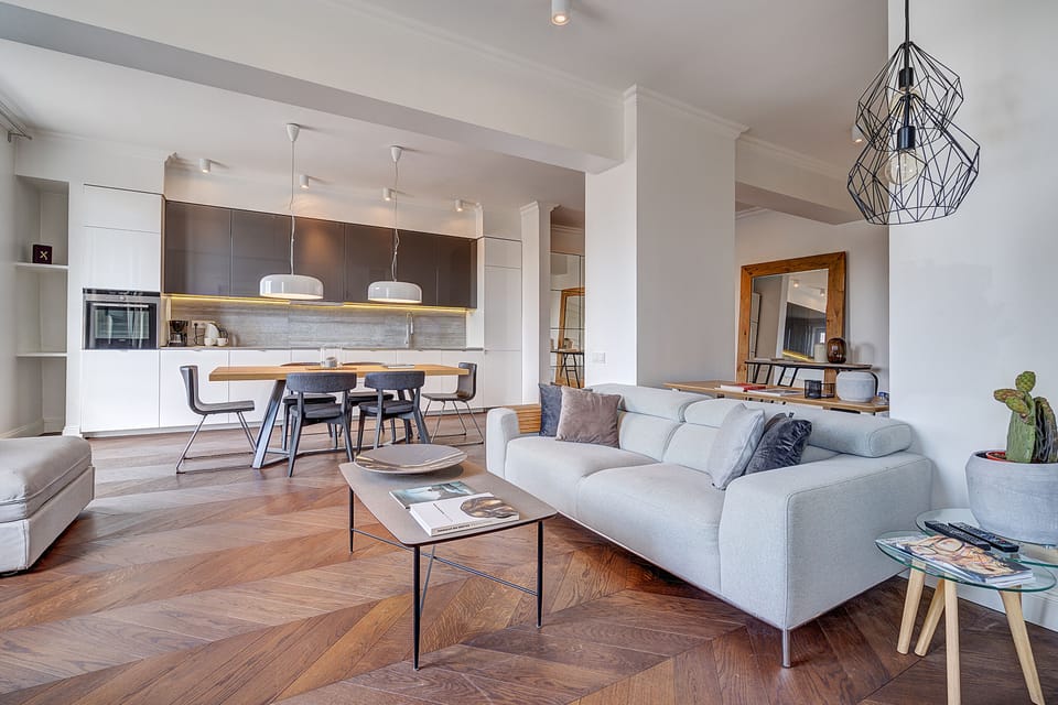 Luxury Apartment, 2 Bedrooms, River View | Living area | 107-cm flat-screen TV with cable channels, TV