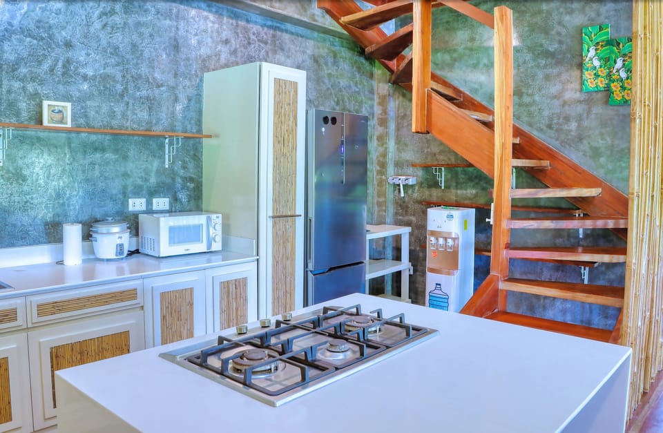 Family House | Private kitchen | Full-size fridge, microwave, electric kettle, rice cooker