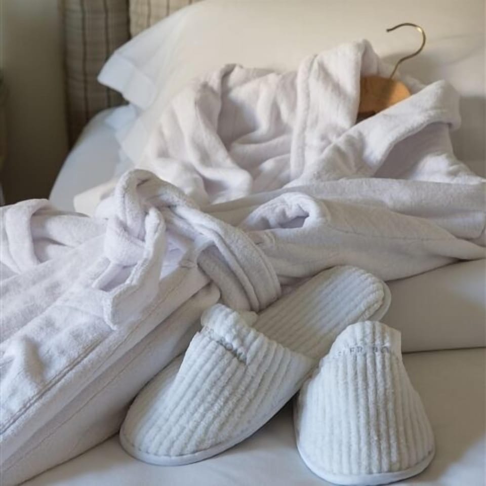 Combined shower/tub, free toiletries, hair dryer, bathrobes