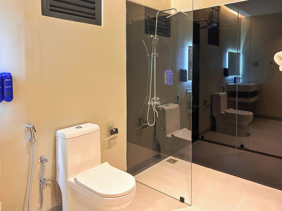 Deluxe Suite | Bathroom | Shower, free toiletries, towels, soap