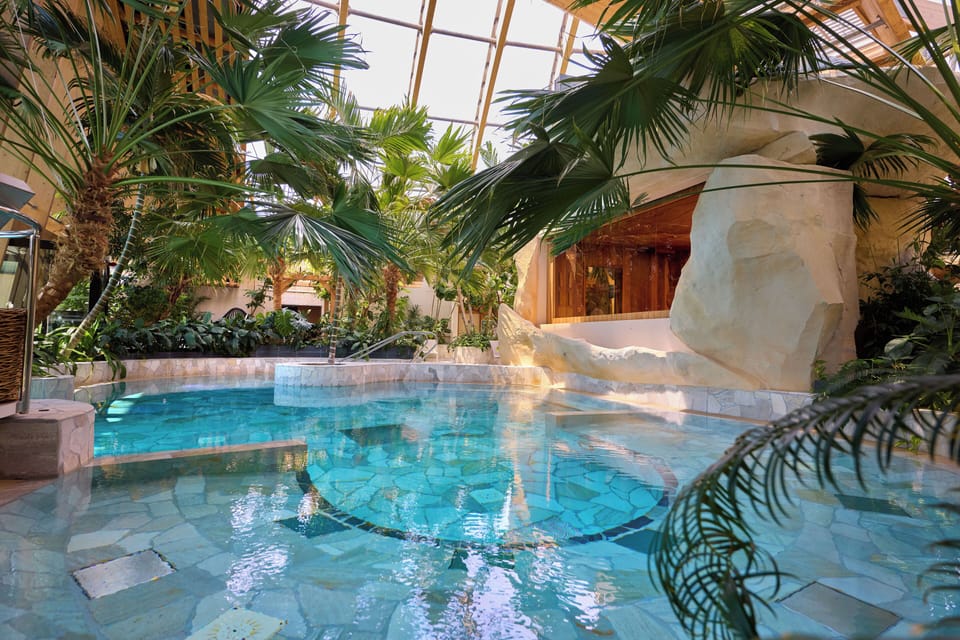 2 outdoor pools, a natural pool, open 10:00 AM to 7:30 PM, sun loungers