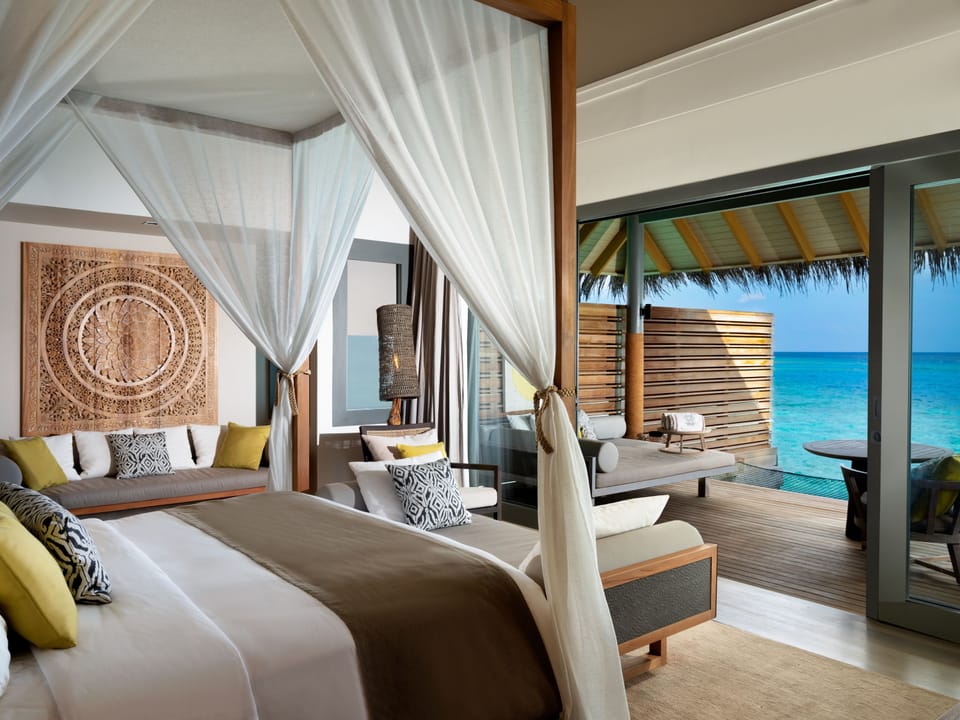 Over Water Villa | Egyptian cotton sheets, premium bedding, free minibar items