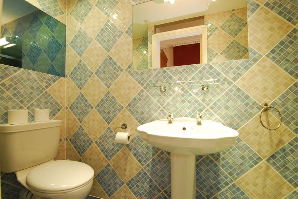 Combined shower/tub, hair dryer, towels