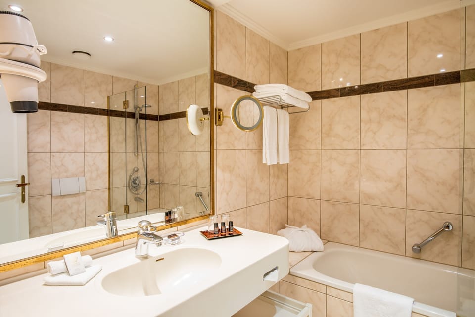 Free toiletries, hair dryer, bathrobes, towels