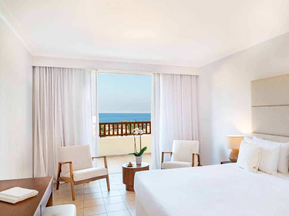 Double Room, Side Sea View | Premium bedding, minibar, in-room safe, desk