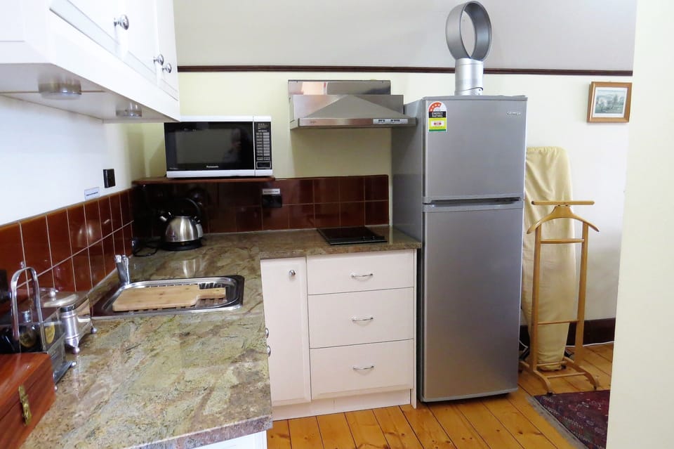 Beach View Studio | Private kitchenette | Full-size fridge, microwave, stovetop, coffee/tea maker