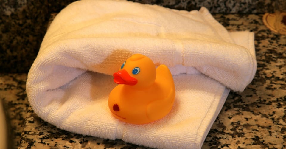 Combined shower/tub, hair dryer, towels