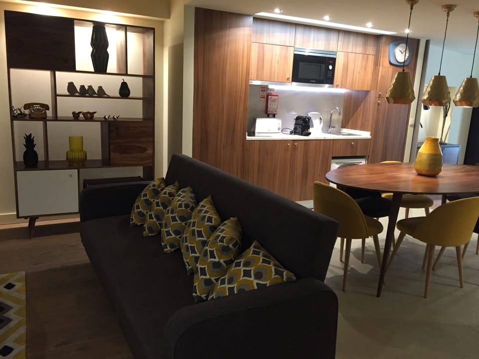 Apartment, 2 Bedrooms, River View | Living area | 109-cm flat-screen TV with cable channels, TV