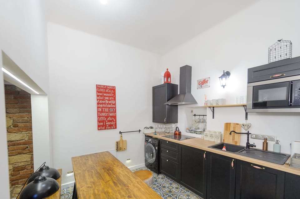 Deluxe Apartment, Kitchen | Private kitchen | Fridge, microwave, stovetop, dishwasher