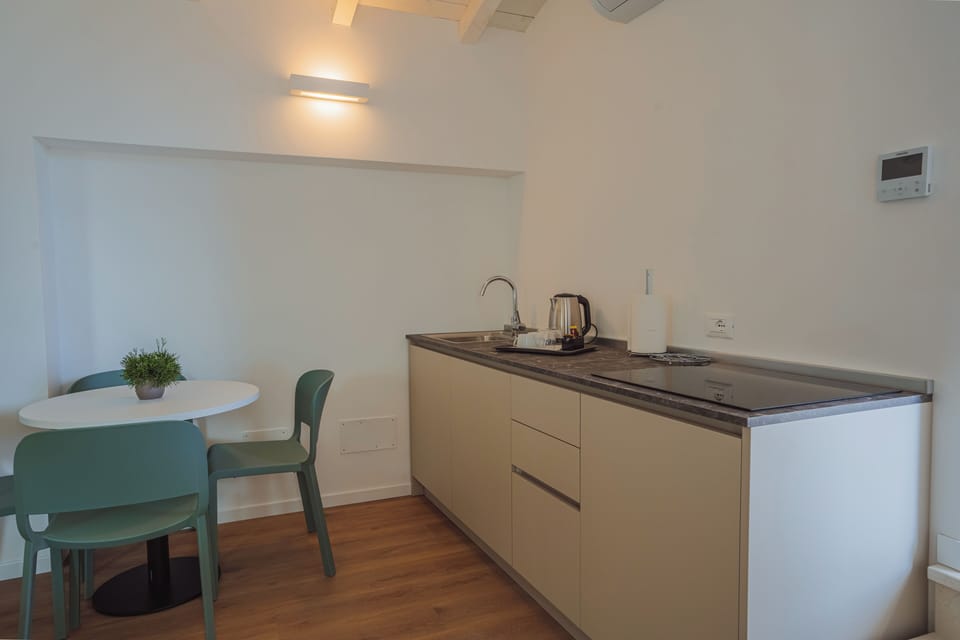 Deluxe Studio, Terrace | Private kitchen | Coffee/tea maker, electric kettle