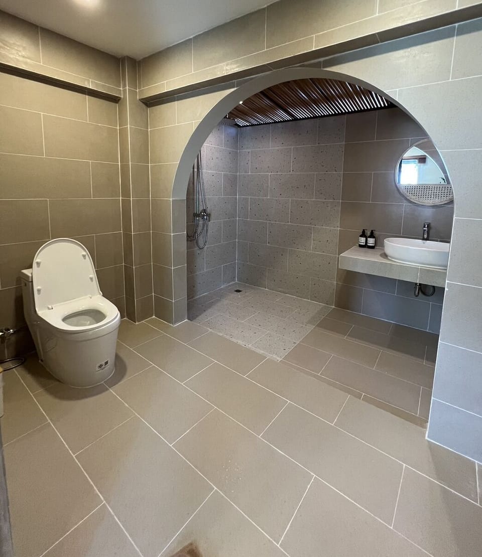 Room Type C | Bathroom | Shower, free toiletries, hair dryer, towels