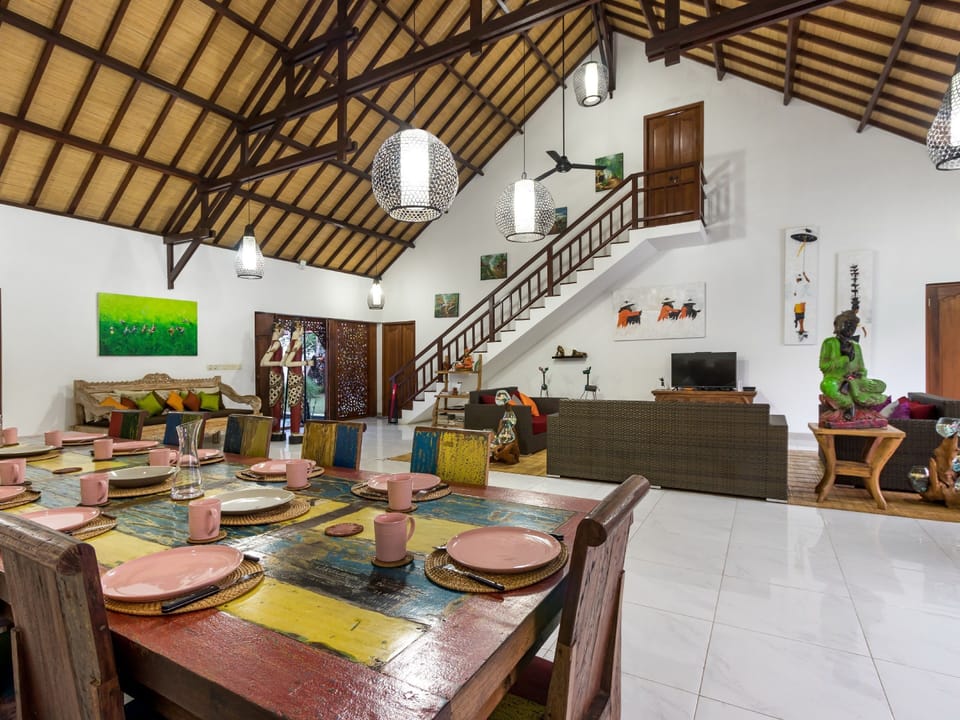 Family Villa, 4 Bedrooms, Pool View | Living area | LED TV, DVD player