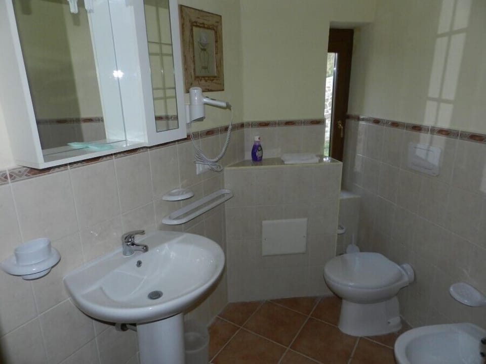 Shower, free toiletries, hair dryer, bidet