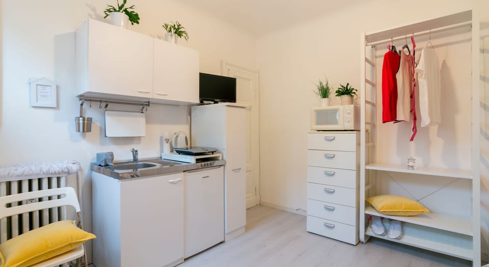 Studio | Private kitchenette | Fridge, microwave, stovetop, coffee/tea maker