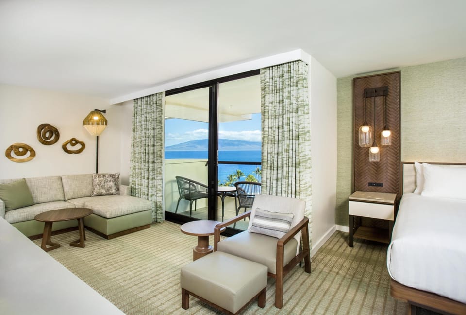 Room, 1 King Bed with Sofa bed, Ocean View, Corner | Premium bedding, in-room safe, desk, laptop workspace