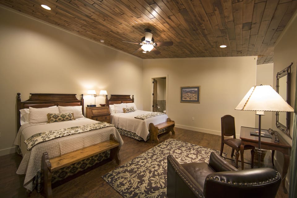 Deluxe Double Room, 2 Queen Beds, Private Bathroom, River View | Premium bedding, individually furnished, desk, bed sheets