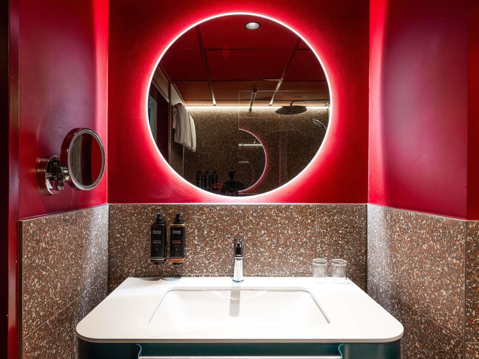 Shower, rainfall showerhead, eco-friendly toiletries, hair dryer