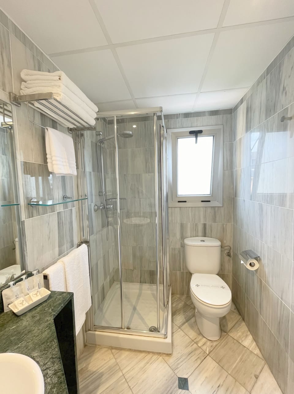 Free toiletries, hair dryer, towels