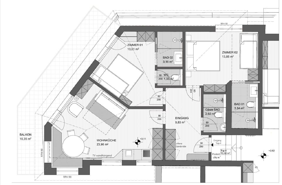 Comfort Apartment, 2 Bedrooms, Mountain View | Floor plan