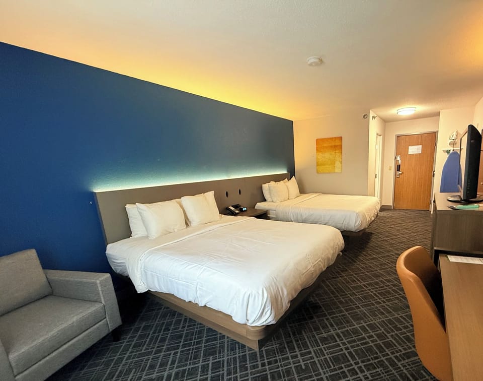 Standard Room, 2 Queen Beds, Non Smoking | Desk, iron/ironing board, free WiFi, bed sheets