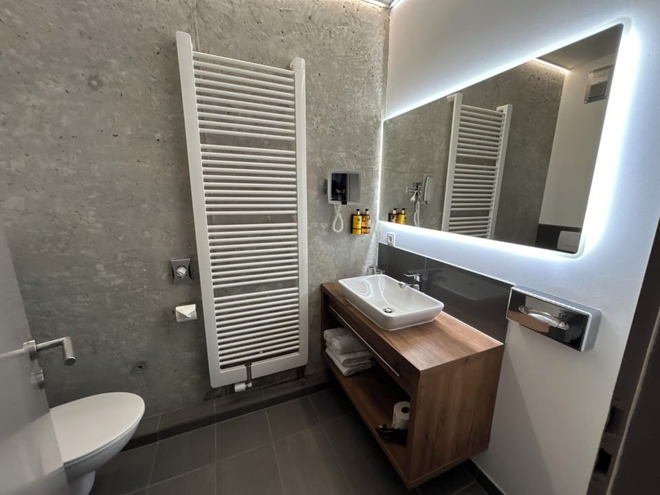 Comfort Double Room Single Use, Garden View | Bathroom | Hair dryer, towels