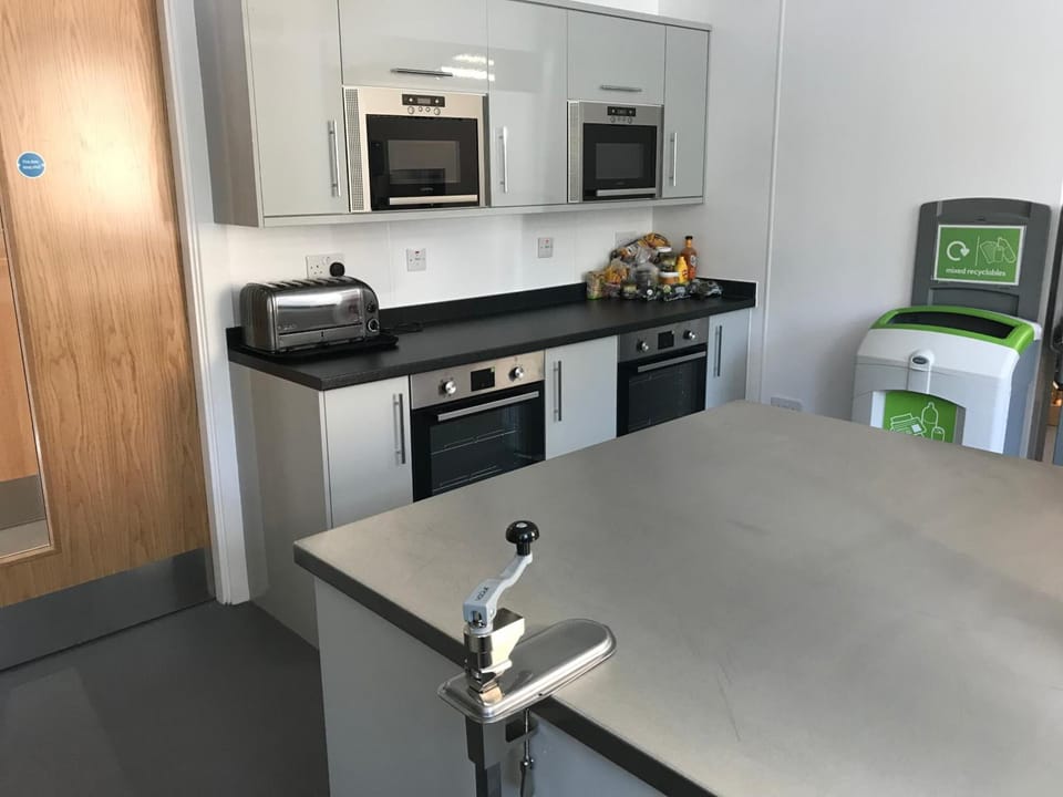 Shared fridge, microwave