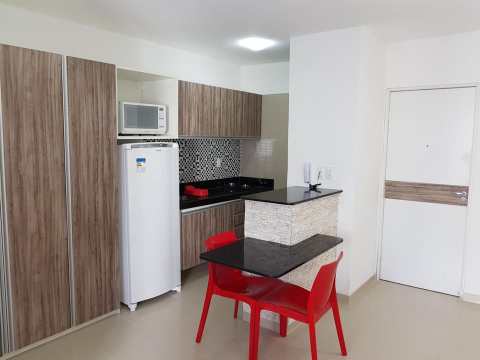 Fridge, microwave, stovetop, cookware/dishes/utensils