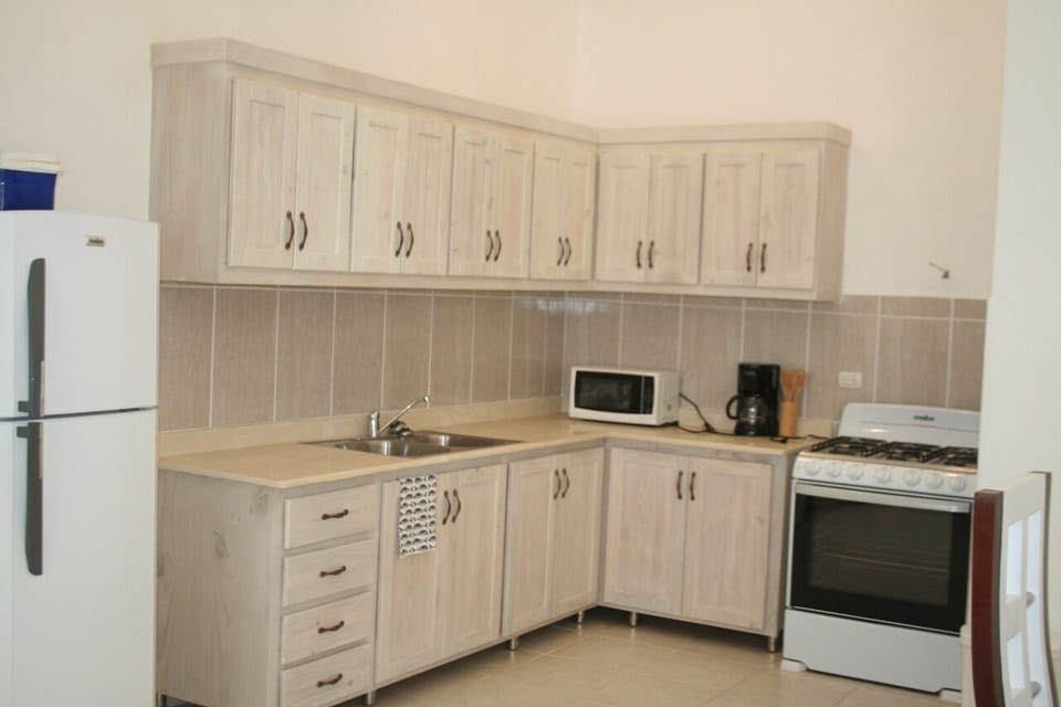 Full-size fridge, microwave, oven, stovetop