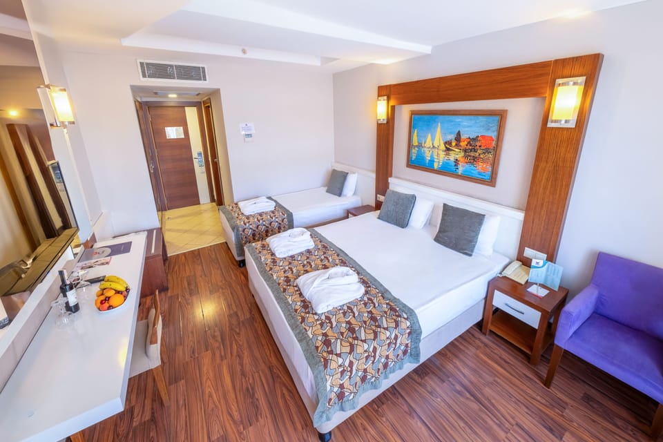 Minibar, desk, WiFi, bed sheets