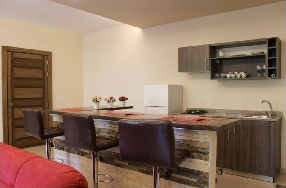 Royal Suite | Private kitchen | Fridge, stovetop, electric kettle, cookware/dishes/utensils